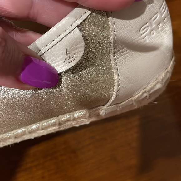 NWOT SPERRY women’s Top slide CoCo metallic gold flat espadrille / leather 10 - Picture 13 of 14